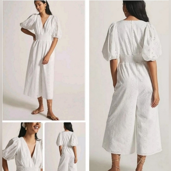 Anthropologie Pants - NWT Anthropologie Hutch Smocked-Waist Eyelet Jumpsuit